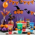 thumbnail image 3 of 10 Pack Halloween Themed Plastic Cup-16oz Reusable Plastic Cup With Halloween Pumpkin Black Castle Design, 3 of 7
