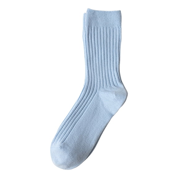CUZIBR Socks For Women Fashionable Thick Stockings Solid Colors Soft Comfortable Leisure Cotton Crew Socks Casual Breathable Socks,Blue,One Size