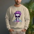 thumbnail image 3 of Men's 330g 100% Cotton Purple Haired Skull Pattern Dropped Shoulder Crew Neck Sweatshirt, 3 of 15