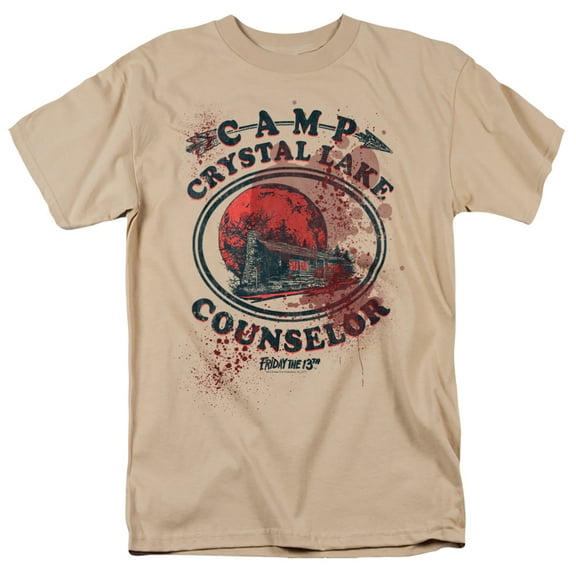 Friday The 13Th Camp Counselor Victim Unisex Adult T Shirt, Sand, 2X-Large