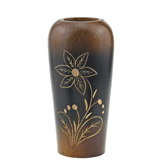 AeraVida Blooming Delicate Daisy Brown Mango Tree Wood Flower Vase