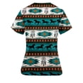 thumbnail image 3 of Snoarin Hauts d'Été Grande Taille pour Femmes Mode Manches Courtes Col en V Uniformes de Travail avec Poche Imprimée en Liquidation, 3 of 3
