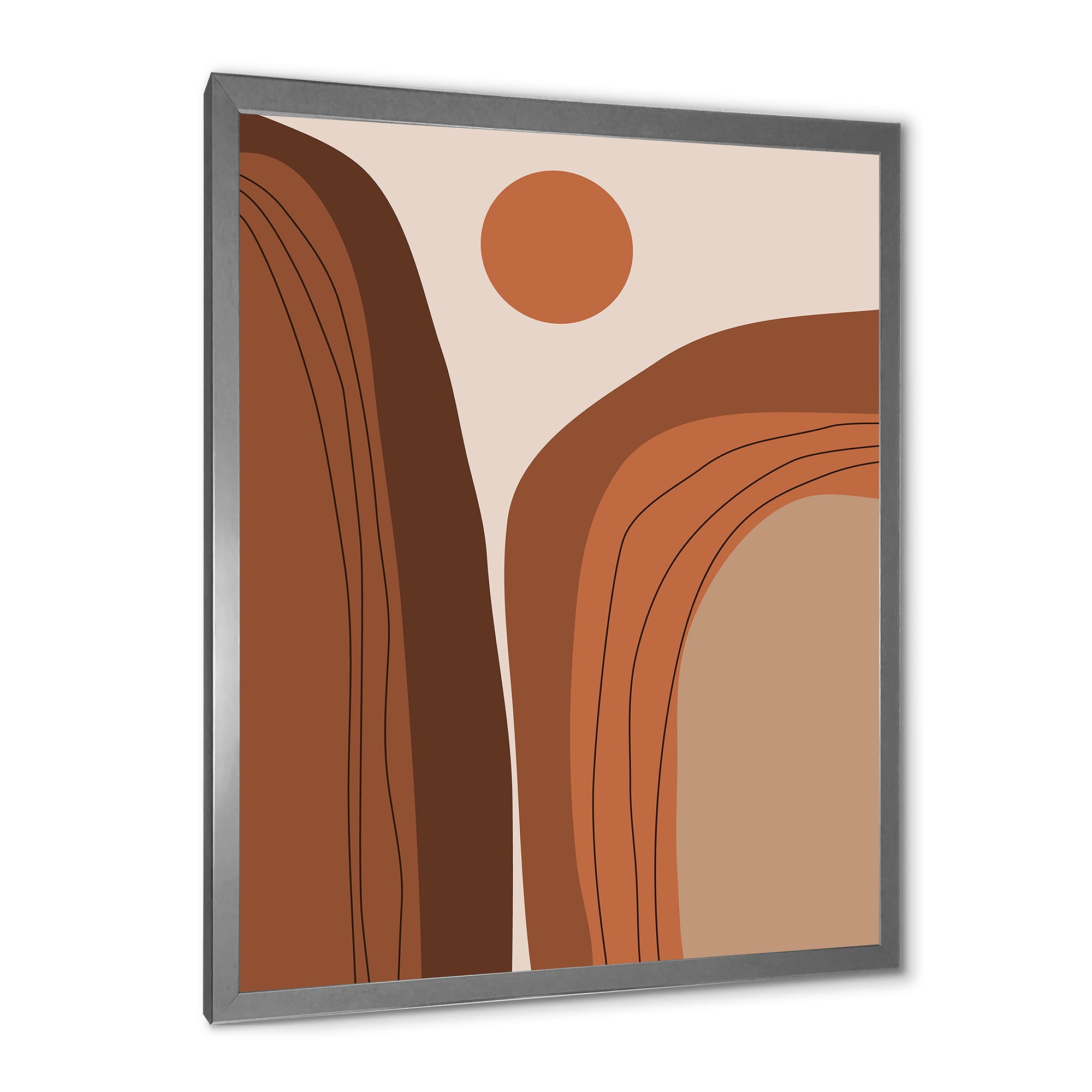 Designart 'Abstract Terracotta Mountain Landscape Sunset ' Modern Framed Art Print