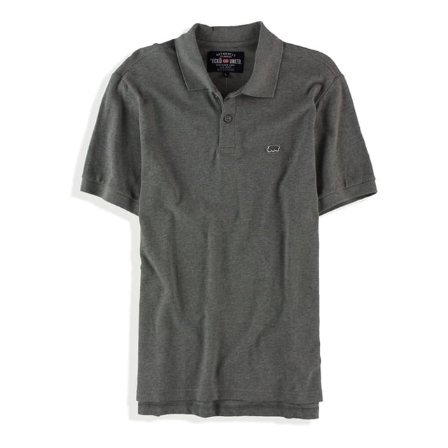 Ecko Unltd. Mens Wallburner Solid Color Rugby Polo Shirt, Grey, Small