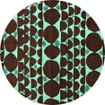 thumbnail image 1 of Ahgly Company Machine Washable Indoor Round Oriental Turquoise Blue Modern Area Rugs, 4' Round, 1 of 4