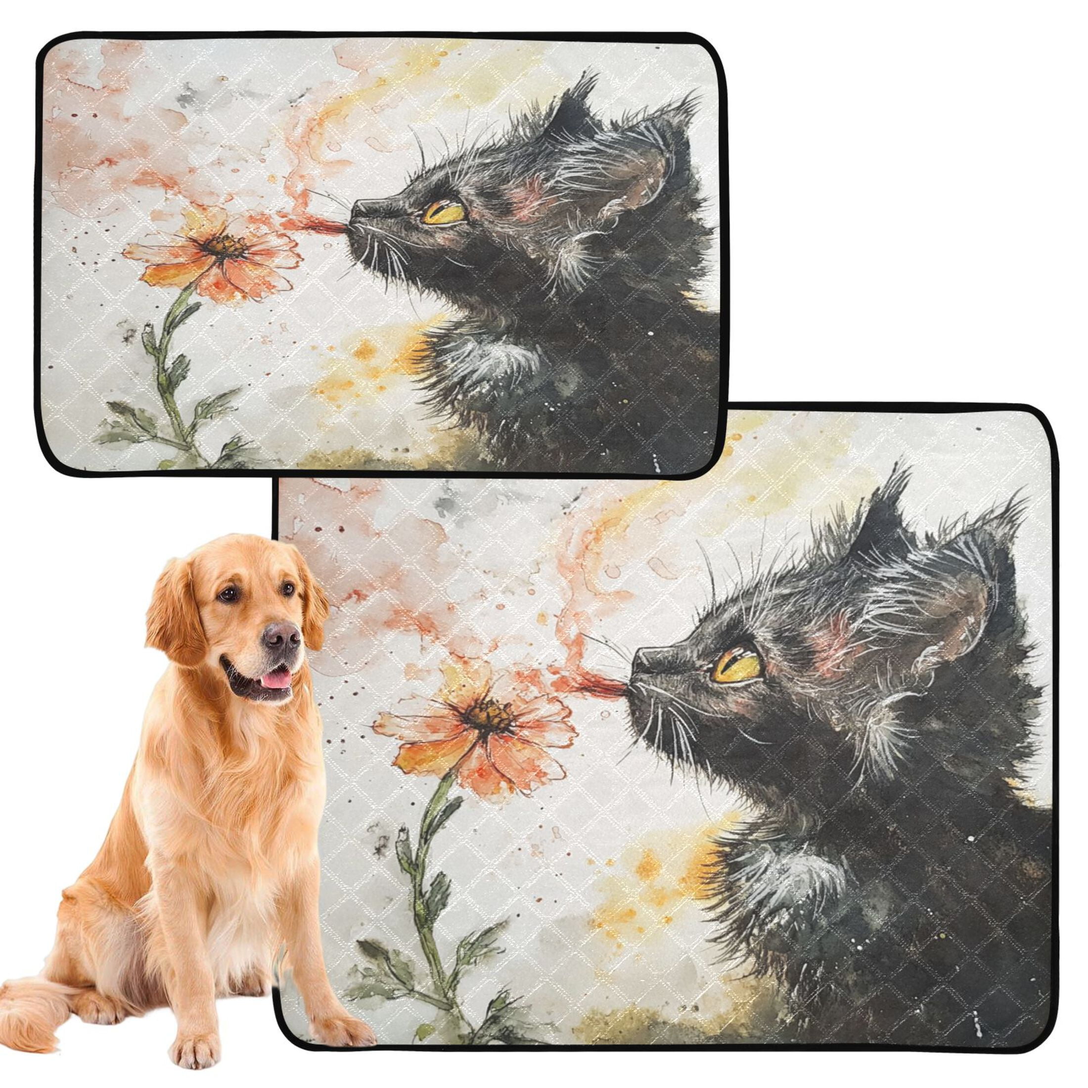 Qxltty Skinny Black Cat Cat litter Pads Pet Set of 3 Diaper Mats Center Anti-leakage Layer Absorbent Soft and Comfortable