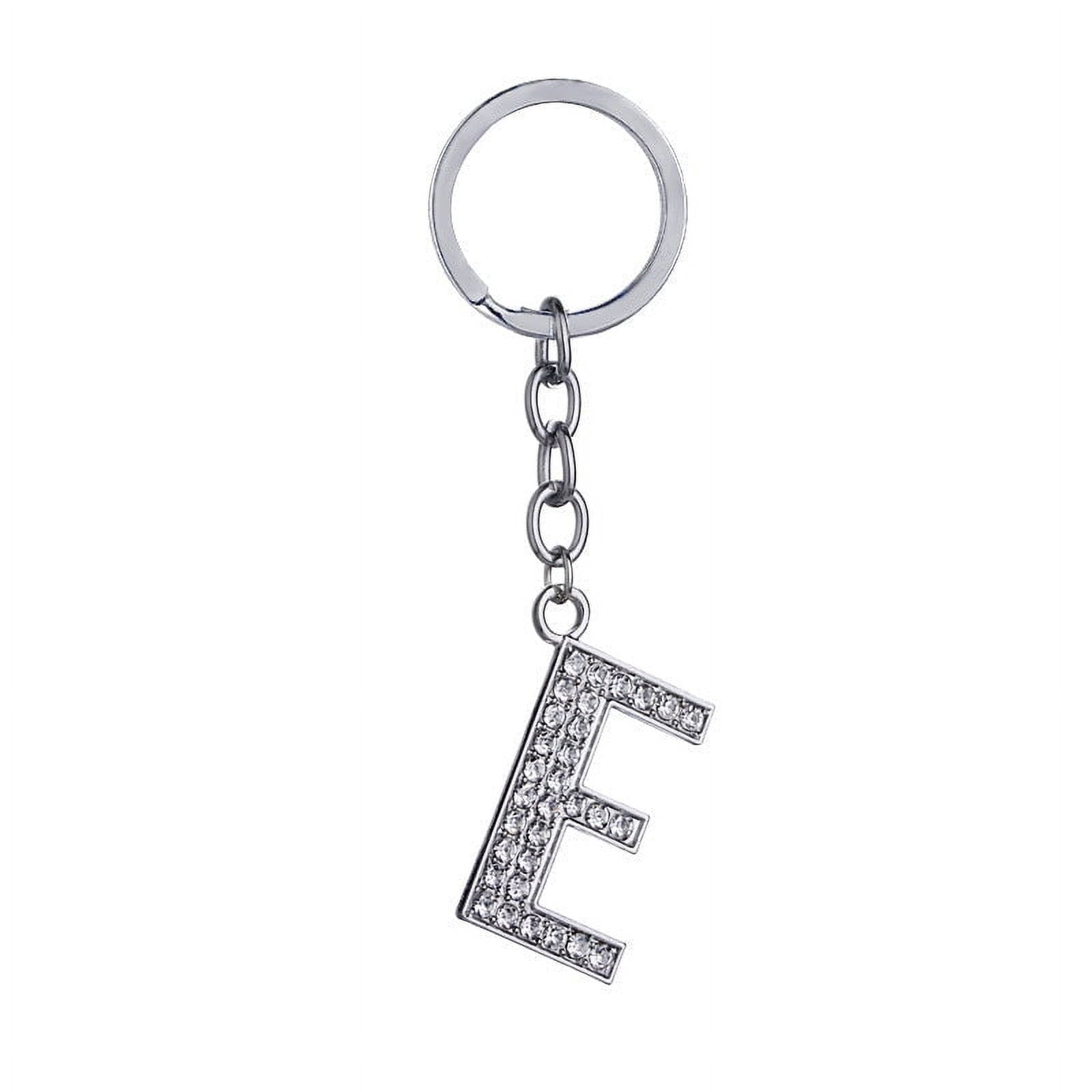 Unisex Keychain Zinc Alloy Diamond Letter Pendant Creative Heart Shaped Metal Key Ring Individually Packed Key