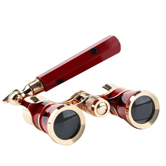 yingyy Lunettes d'Opéra Rétro Jumelles Optiques Lentille Théâtre Poignée de Corps en Métal Télescope Outil d'Observation Délicat Camping Filles à Pois Poignée Rouge
