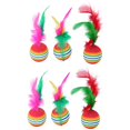 thumbnail image 1 of 6PCS Rainbow Cat Ball Funny Faux Feather Kitten Ball Toy Cat Interactive Toy, 1 of 10