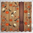 thumbnail image 1 of Whimsical Halloween Shower Curtain with Pumpkins, Bats & Stars, 1 of 4