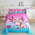 thumbnail image 2 of Homewish Cute Strawberry Axolotl 3 Pieces Queen Comforter Set for Kids Teens,Abstract Gradient Glitter Ultra Soft Bedding Sets,Kawaii Animal Salamander Bedding Comforter Set Breathable, 2 of 8