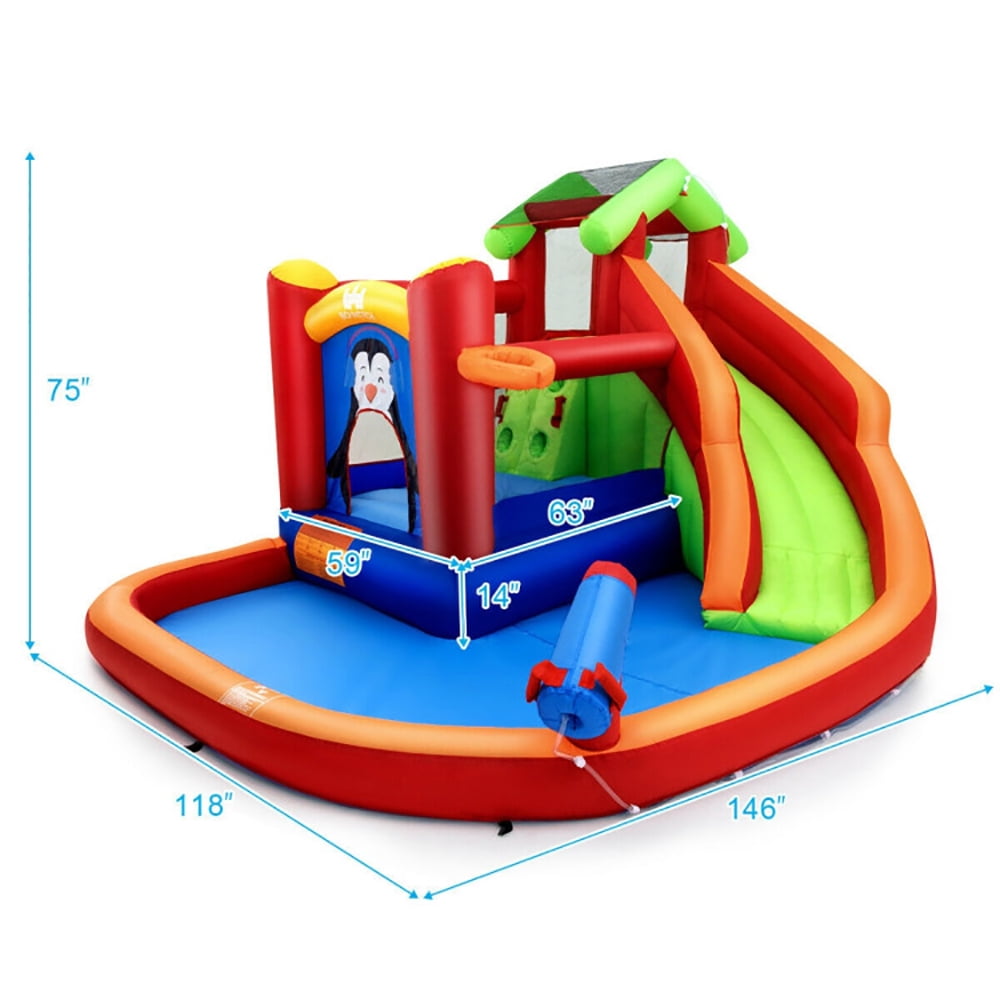 Aimee Lii Inflatable Slide Bouncer and Water Park Bounce House Without Blower, Bounce House Water Slide for 5-10