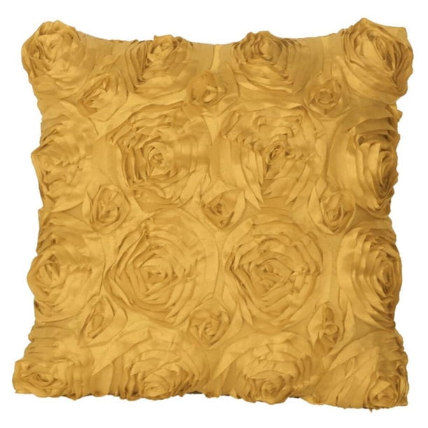 Advancent Funda de almohada de flores de satén, funda de almohada para sofá y silla, cojín decorativo para el hogar Decoración del hogar amarillo