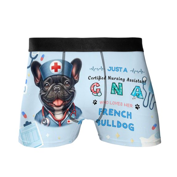 Just a Certified Nursing Assistant Cna Who Loves Her French Bulldog All Over Print Boxer Briefs Underwear for Men Dad Dog Lover Gifts - 00003