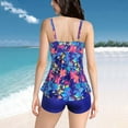 thumbnail image 5 of Baqcunre Women's Printed Two Piece Split Plus Size Swimsuit with Chest Pads, 1X Swimsuit Dark Blue L, 5 of 8