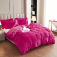 thumbnail image 4 of Uhamho Faux Fur Velvet Fluffy Bedding Duvet Cover Set Down Comforter Quilt Cover with Pillow Shams, Ultra Soft Warm, Queen, Hot Pink, 4 of 5