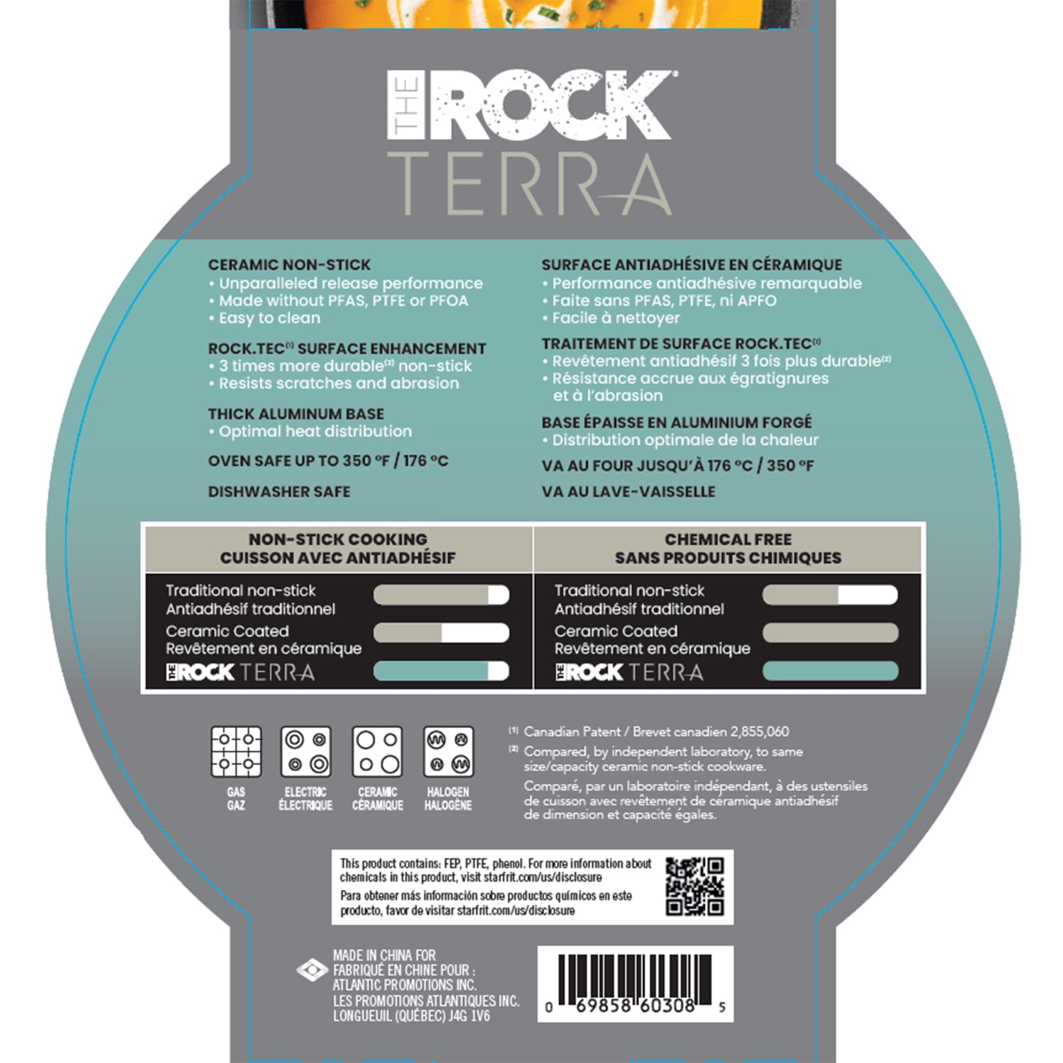 THE ROCK by Starfrit Terra Black Marble Non-Stick Fry Pan with Bakelite Handle, 8 In.