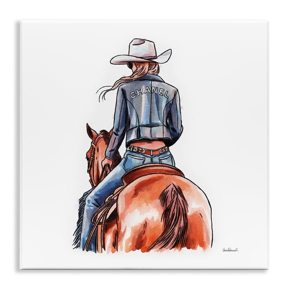 Stupell Industries Minimal Glam Cowgirl People Painting Unframed Art Print Wall Art, 12 x 12