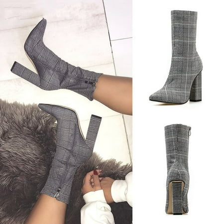 

HOMBOM Slip On Shoes Women High Heels Shoes Work Daily Cowboy Boots For Women Combat Boots Girl Ladies Winter Boots For Clearence