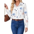 thumbnail image 3 of Fantaslook Womens Button Down Shirts Boho Floral Printed Long Sleeve Blouses Business Work Shirt Dressy Casual Loose Tops, 3 of 9