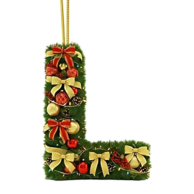 Adornos navideños personalizados para el árbol | Colgantes con monograma de 26 letras y diseño de gorro de Papá Noel