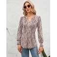 thumbnail image 2 of ZHENWEI Womens V-Neck Puff Long Sleeve Pleated T-Shirts Fashion Fall Tops Casual Tunic Blouse, 2 of 6