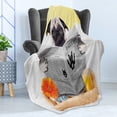thumbnail image 4 of Pug Soft Flannel Fleece Throw Blanket, Pug Reading Daily Dog Breakfast in Bed Sunday Family Fun Comedic Image, Cozy Plush for Indoor and Outdoor Use, 60" x 80", Pale Brown Yellow Orange, by Ambesonne, 4 of 5