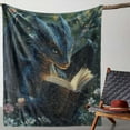 thumbnail image 6 of 1pc Flannel Blanket, Creative Reading Book Dinosaur Print Blanket, Warm And Comfortable Soft Blanket for Sofa Bed Couch Car Office Camping Travel, Gift Blanket for All Seasons, 6 of 8