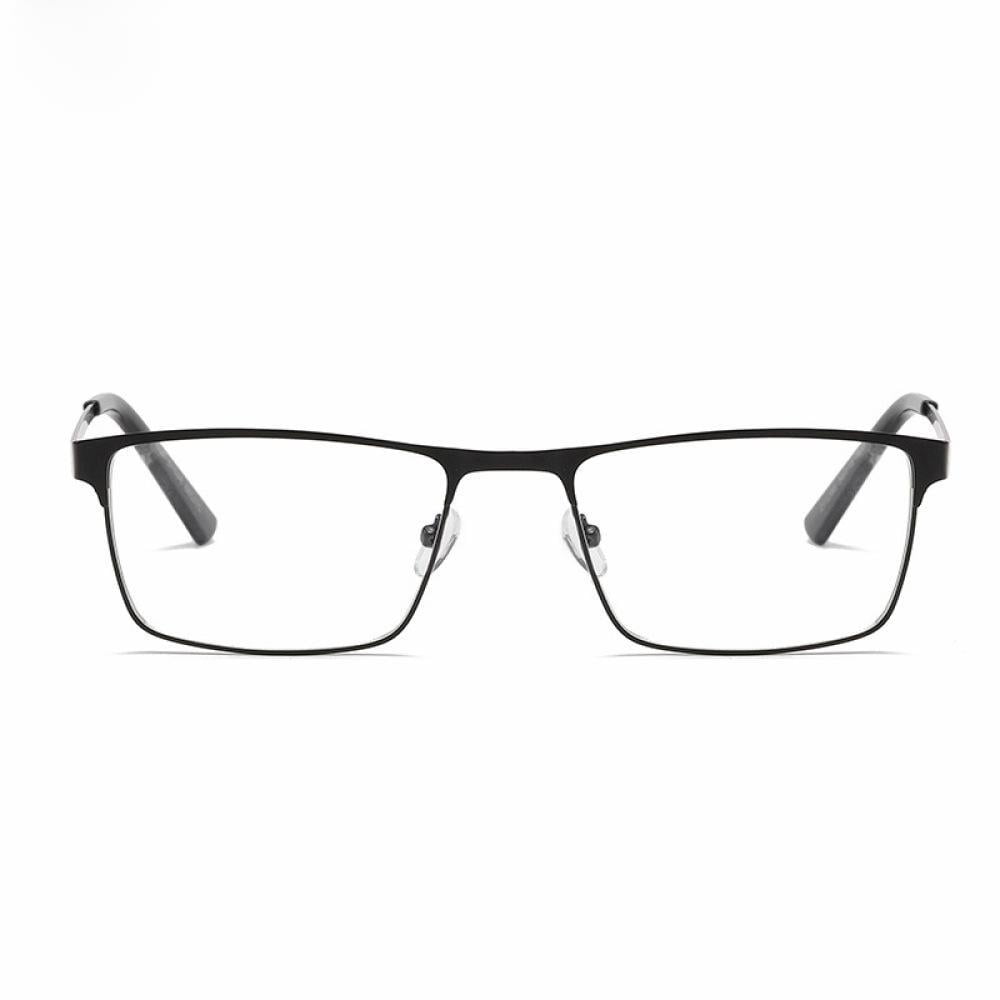 3 Pairs of Mens Classic HD Rectangle Reading Glasses +2.0, Metal Black Spring Hinges Classic Readers 2.0