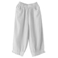 thumbnail image 1 of Pantalones de maternidad mujer Gibobby casuales recortados de algodón retro y adelgazamiento color sólido Blanco L, 1 of 2