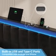 thumbnail image 3 of Afuhokles King Size LED Bed Frame with 4 Storage Drawers and USB and Type-C Ports, Upholstered Platform Bed Frame with Headboard, Black, 3 of 9