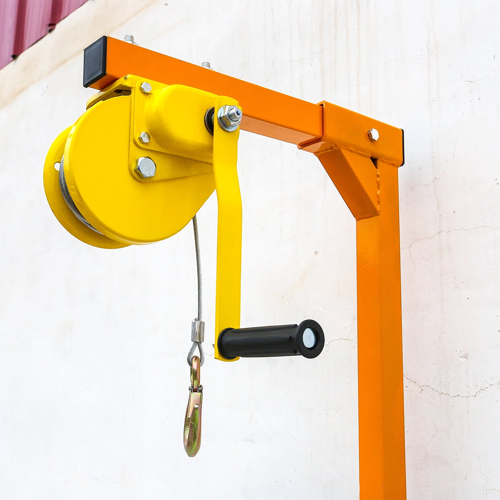 500 LBS Air Conditioner Lifting Crane with Adjustable Height, Air Conditioner Lifting Tool 1500 LBS Winch Load Capacity, Orange Crane Bracket, Designed for Installing Outdoor Air Conditioners