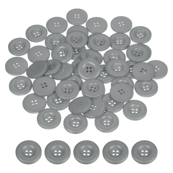 Uxcell 50pcs Sewing Button 30mm 4 Holes Resin Round Crafting Buttons, Gray