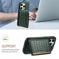 thumbnail image 6 of Allytechgroup iPhone 13 Pro Case Wallet, Premium PU Leather Crocodile Pattern Cards Holder Stand Feature Shockproof Bumper Slim Fit Phone Case Cover for Apple iPhone 13 Pro, Green, 6 of 6