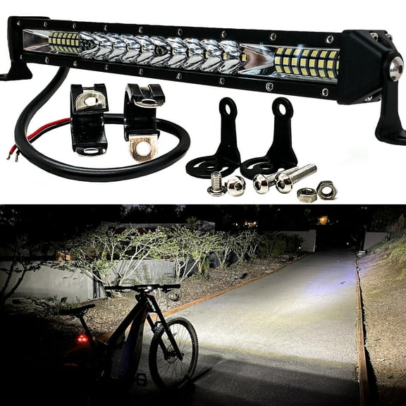 OZ-USA 10" E Bike LED Light Bar Headlight with Bicycle Handlebar Clamps fits Shimano E5000, E7000, E6100, E6110 EP8 Motors