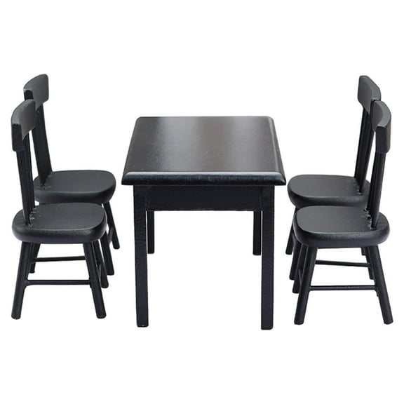 yotijay Dollhouse Miniature Table Chairs, 1 Table and 4 Chairs Interior Model Dollshouse