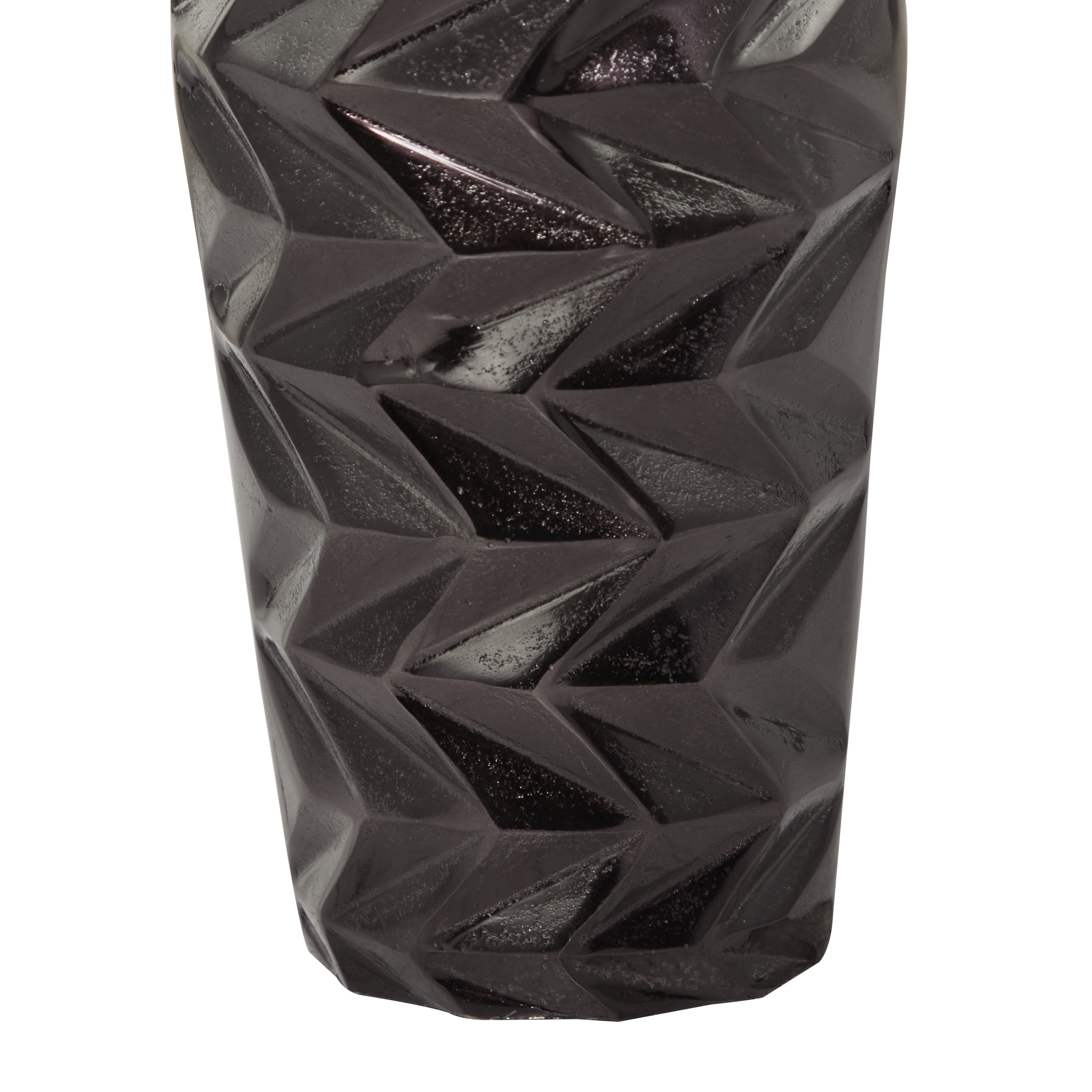 DecMode 19", 15"H Geometric Black Aluminum Vase, Set of 2
