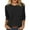 Black, variant on Summer 2025 Cheap 3/4 Length Sleeve Womens Tops Crew Neck Pullover Tshirt Pleated Blouse Shirt Basic Solid Color Tees Summer Top