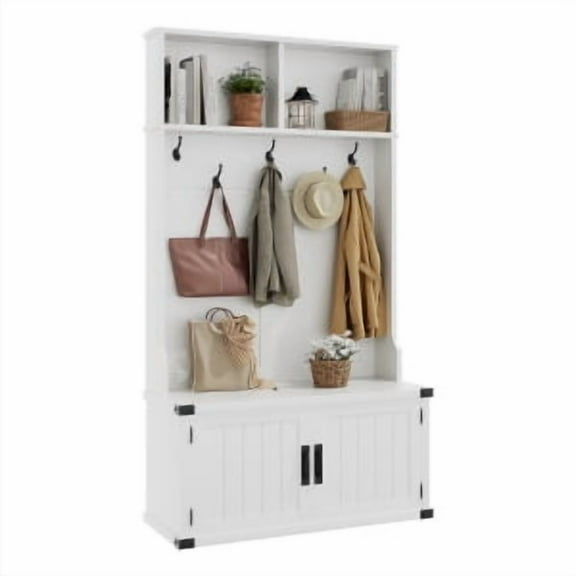 Coat Rack Hall Tree with Shoe Storage,Entryway Hall Tree Storage Bench,Multifunctional Coat Rack and Shoe Bench,Wood Hallway Organizer for Entry,Mudroom,Foyer