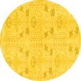 thumbnail image 1 of Ahgly Company Machine Washable Indoor Round Abstract Yellow Modern Area Rugs, 3' Round, 1 of 4