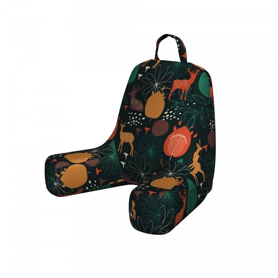 Autumn Reading Pillow Cover, Wild Forest Season Gazelle Deer Fall Colors Leaves Pattern Composition, Unstuffed Printed Bed Rest Case from Soft Fabric, Small, Amber and Jade Green, by Ambesonne