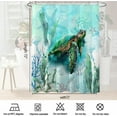 thumbnail image 4 of Sea Turtle Shower Curtain Sets,Starfish Seashell Coral Beach Bathroom Curtains,Ocean Themed Bath Curtain,Waterproof Fabric with 12 Hooks 72x72Inches, 4 of 5