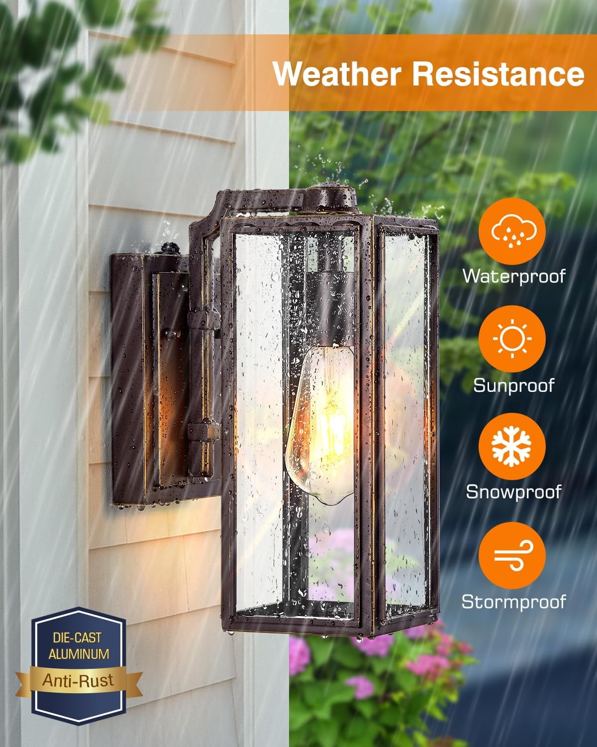 VIANIS Dusk to Dawn Outdoor Light Fixtures Wall Mount, Sensor Porch Lights, Anti-Rust Exterior Wall Sconce Lighting Lamp, Waterproof Wall Lantern for Doorway, Garage