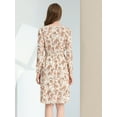 thumbnail image 4 of INSPIRE CHIC Robe Midi à Manches Longues Imprimé Floral Col en V pour Femmes, 4 of 5