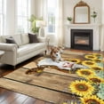 thumbnail image 3 of 8x10 Area Rugs for Living Room, Farmhouse Cow Non Slip Area Rugs for Kitchen Bedroom Entryway, Vintage Country Sunflower Brown Wood Washable Carpet Runner Rug Floor Mats for Bedroom Home Decor, 3 of 9