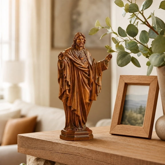 Darzheoy Resin Jesus Statue, Sacred Heart of Jesus Statue, Tabletop Shelf Sculpture, Versatile Home Decor Accent Ornament, Decorative Figurine for Living Room, Office, Desk, Bedroom