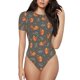thumbnail image 1 of Balery cute fall fox leaf Body de cuello redondo de manga corta para mujer Tops de manga corta Tops básicos-Large, 1 of 7