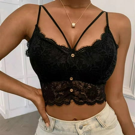 

CTEEGC Promotion Women s Lace Lingerie Beauty Back Solid Strap Wrap Hollow Out Bra Underwear Sling Vest