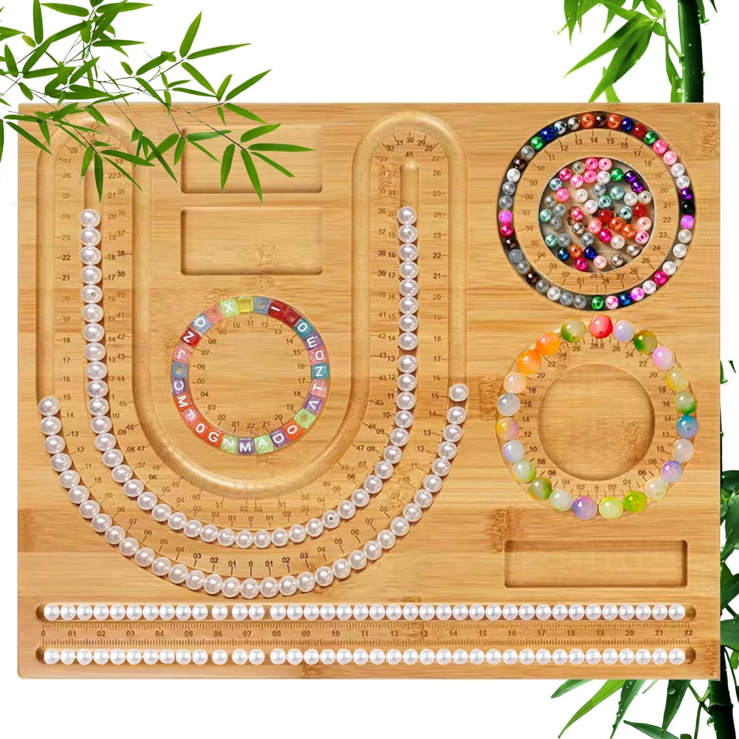 Favonuovy Plateau à Perles En Bambou Pour La Fabrication De Bijoux Avec 8 Tailles De Bracelets - 11,4 Cm, 12,7 Cm, 14 Cm, 15,2 Cm, 16,5 Cm, 17,8 Cm, 19,1 Cm, 20,3 Cm