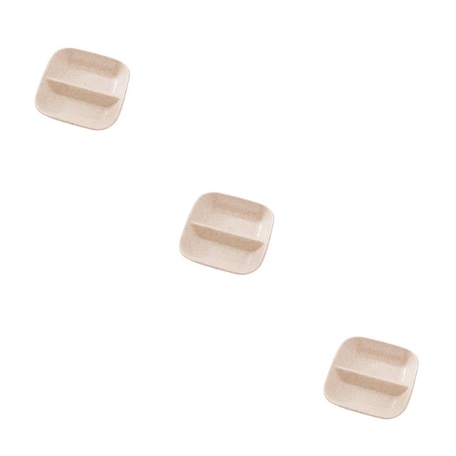 Shengyu Straw Square Divided Seasoning Dishes Table Sauce Container Kitchen Snack Plate beige 3Set